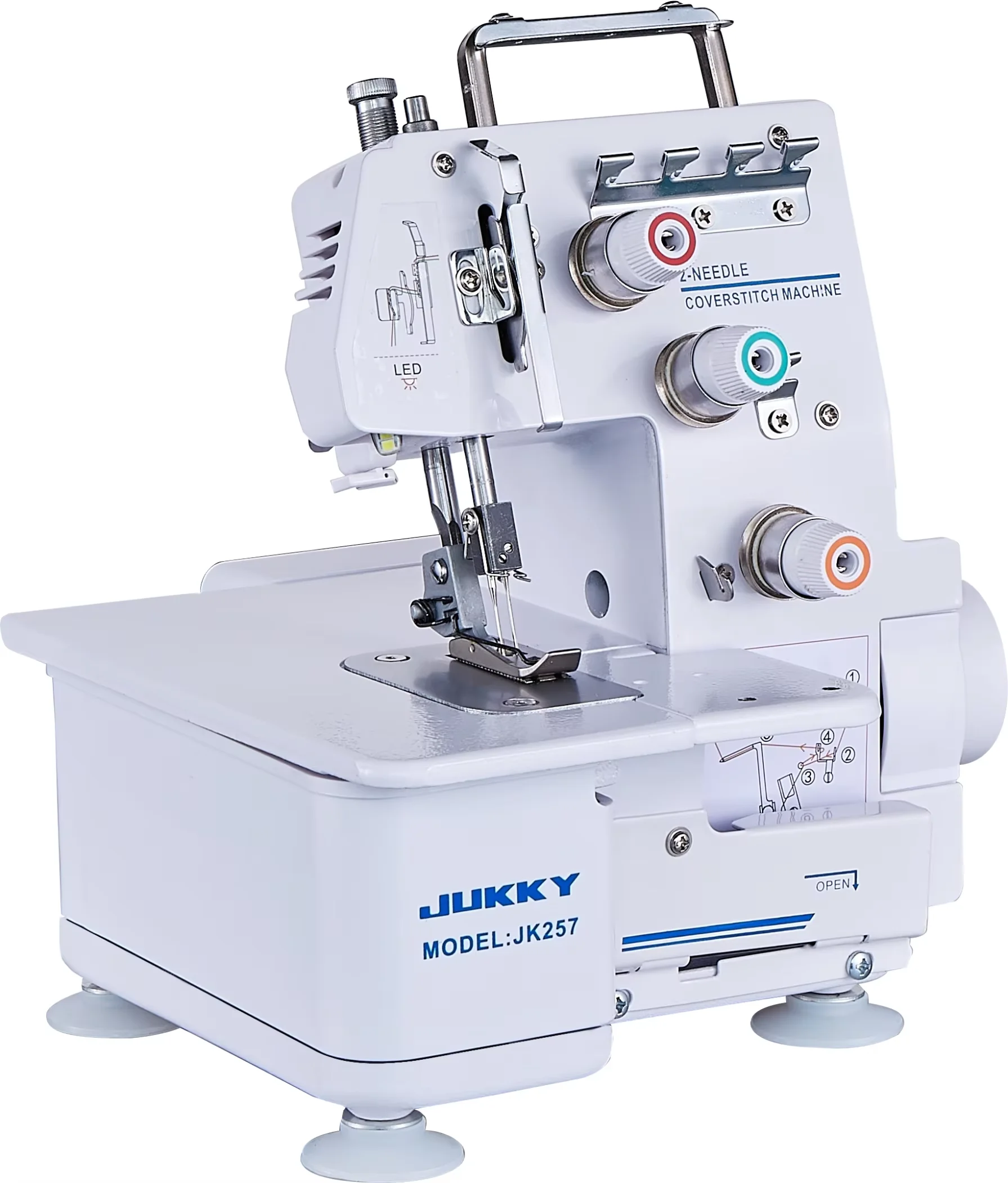 JK-257 Mini Household Overlock Sewing Machine 3 Thread Built-in Motor ABS Material Manual Feed Mechanism New Condition Garments