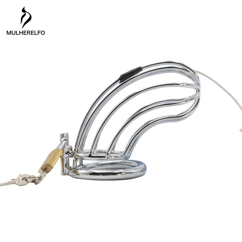 MULHERELFO Electric shock anal plug chastity lock set Electric Shock medical Sex Toy Bell Sound