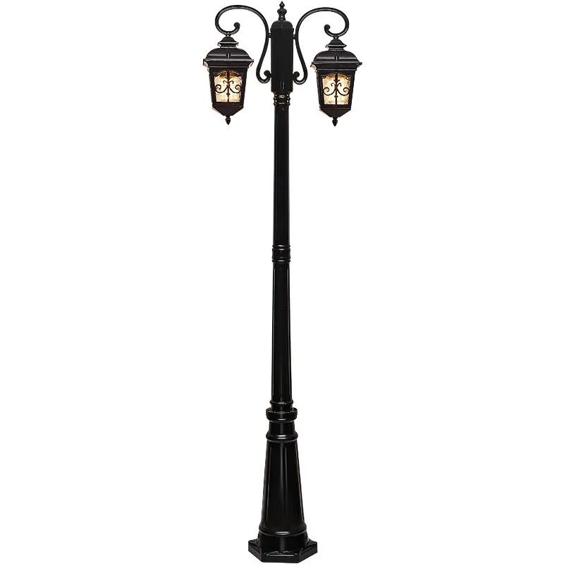 European style landscape light outdoor waterproof retro decoration aluminum lamp pole solar LED street lamp for garden or villa