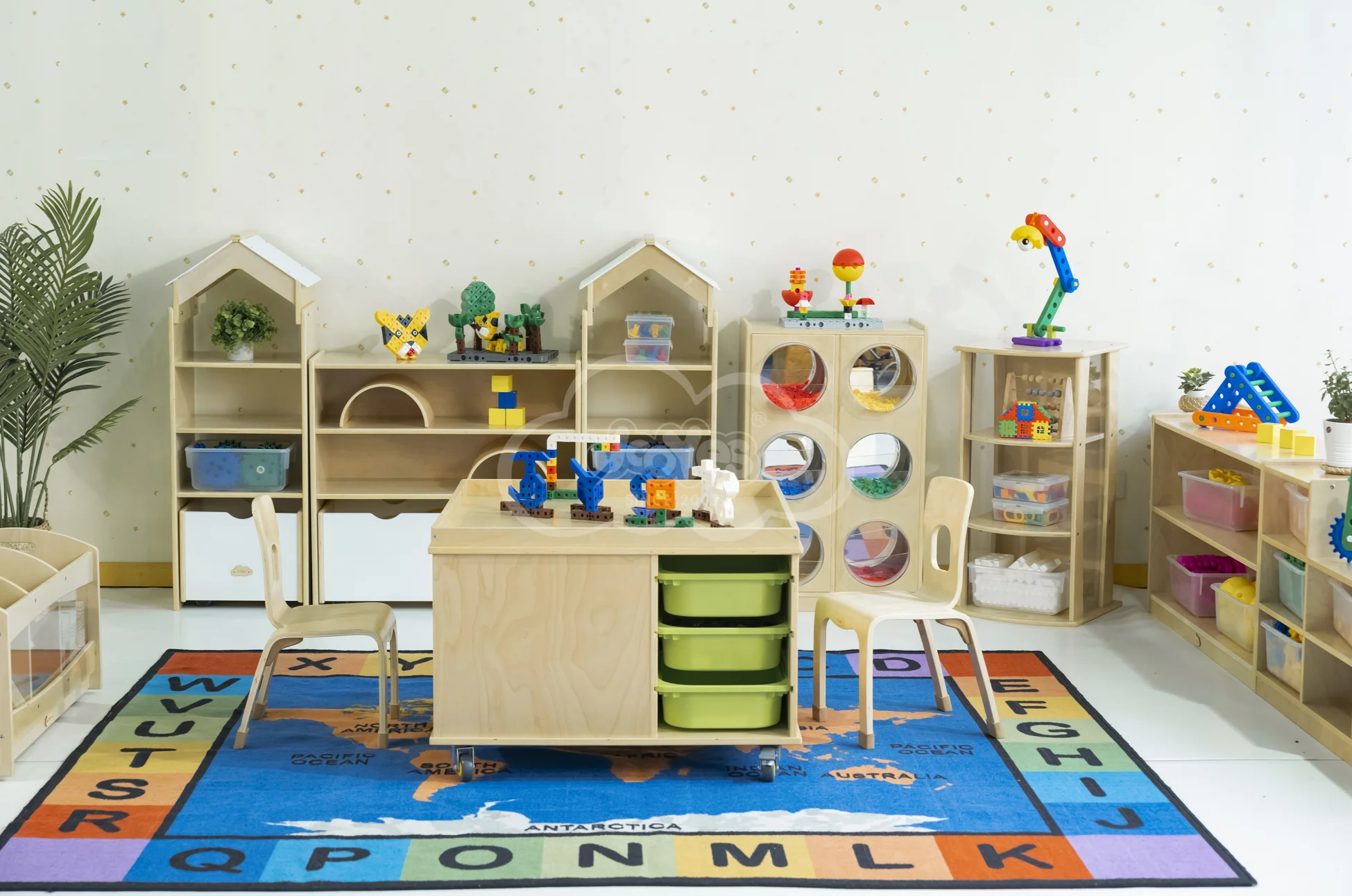 Hotselling kindergarten children multifunctional building blocks kids play storage lego table for kids