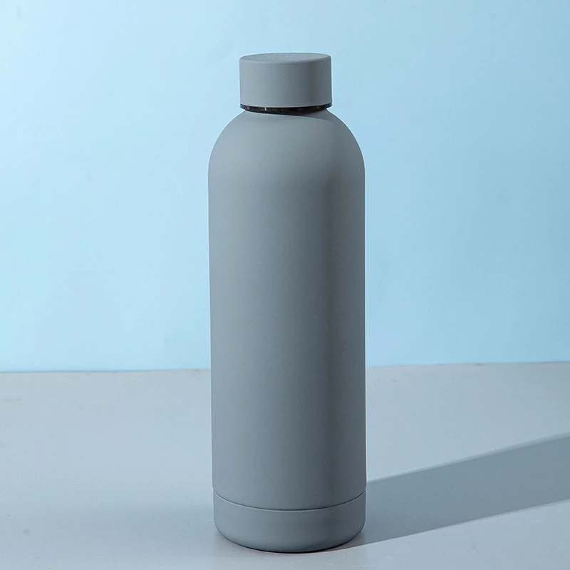 500 ml soft touch sport water bottle small mouth navy blue rubber coating Insulated vacuum flask stainless steel hot sale gift