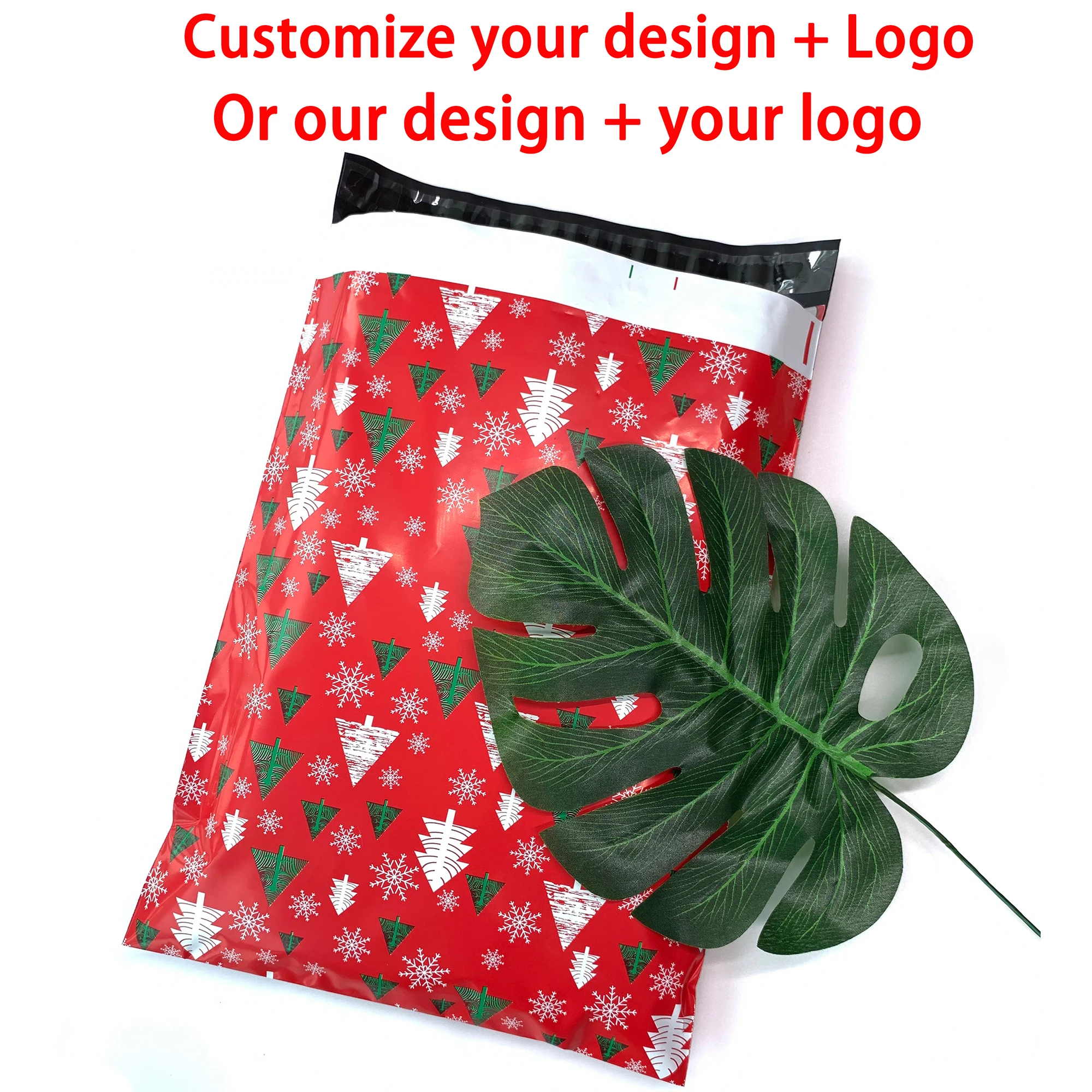 Delivery Clothes Packaging Red Shipping Bags Santa Christmas Mailing Bags Poly Mailer Envelope With Reinforced Handle