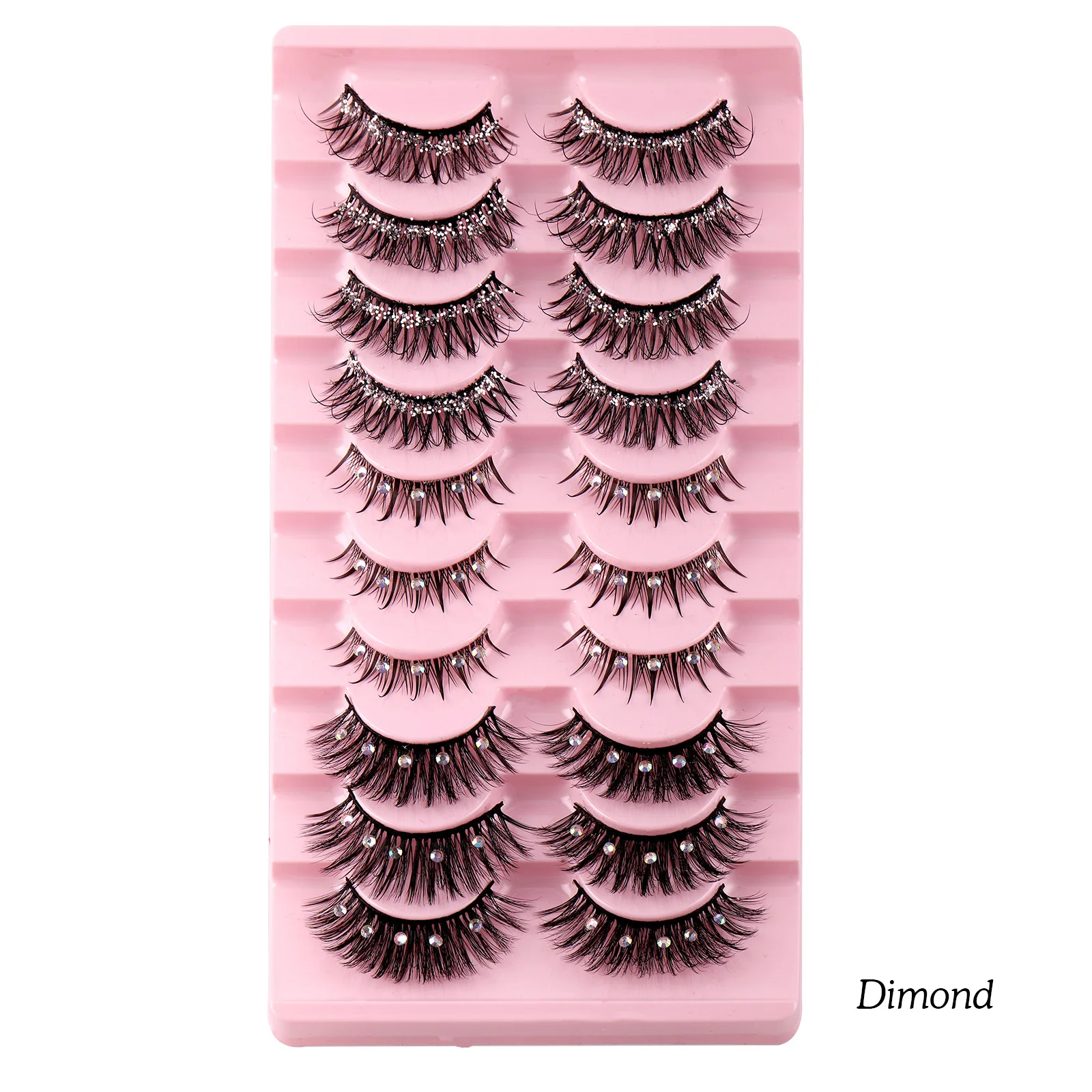 Europe and the United States cross-border diamond false eyelash sandwich Devil Stick Diamond false eyelash thick cos decorative