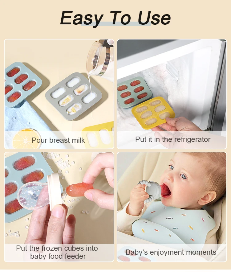 New Oem Cute Silicone Baby Food Storage Container Ice Cubes Popsicle Freezer Mold Kids Silicone Baby Fruit Pacifier Feeding Set