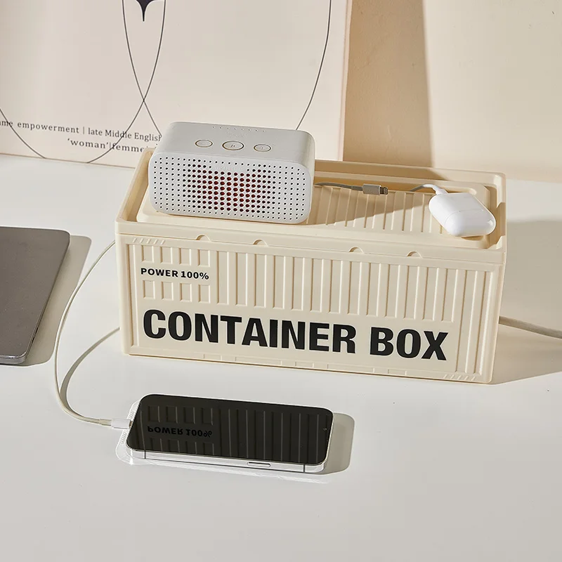 Modern Desktop Cable Management Storage Box Plastic Rectangle Extension Cord Connection Data Cable Patch Board Organizer