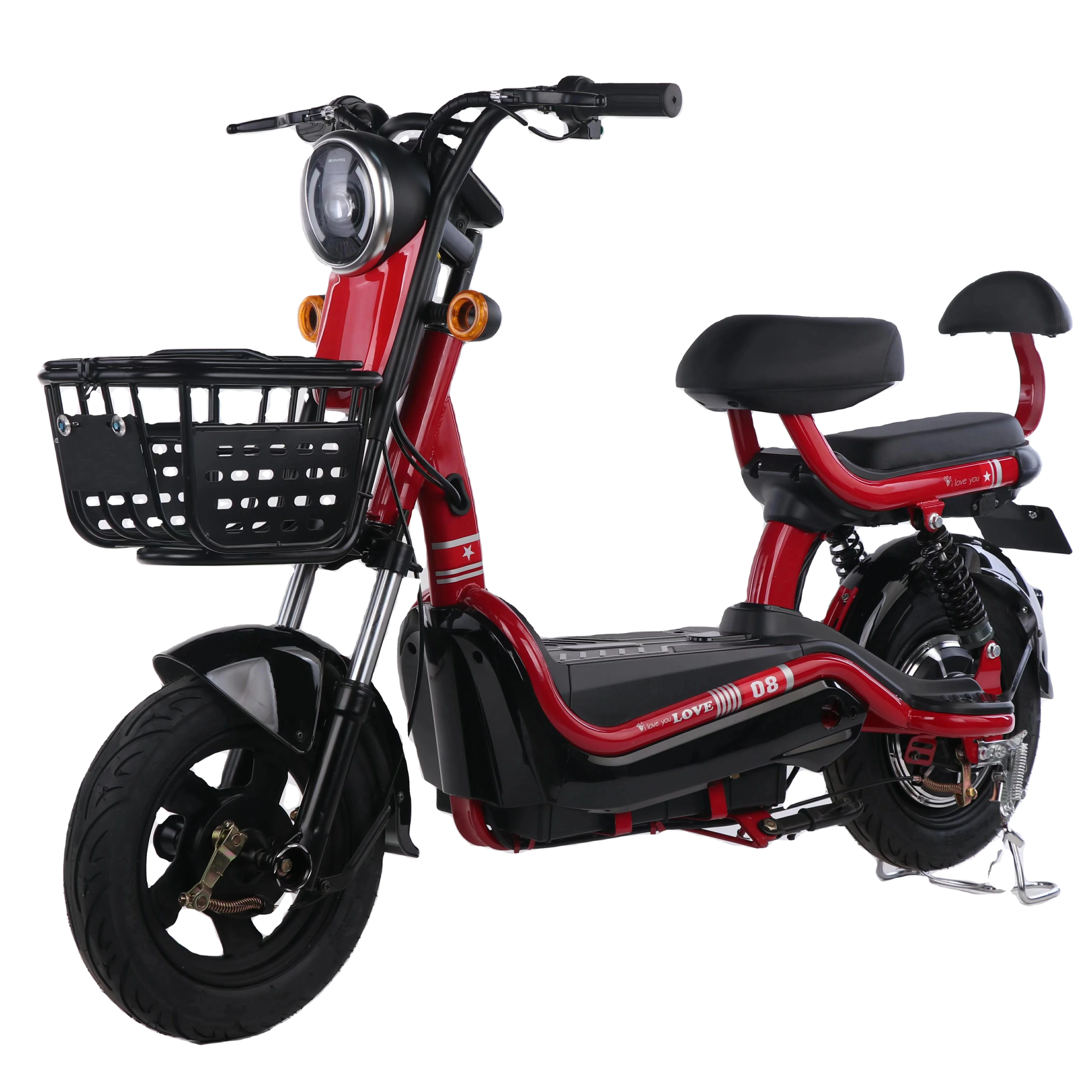 High Quality 48V 12A Hybrid Electric Bike Integrated Battery Rear Hub Motor 2 Seats Fat Tire 2 Seat Electric Motorcycle/E-Bike