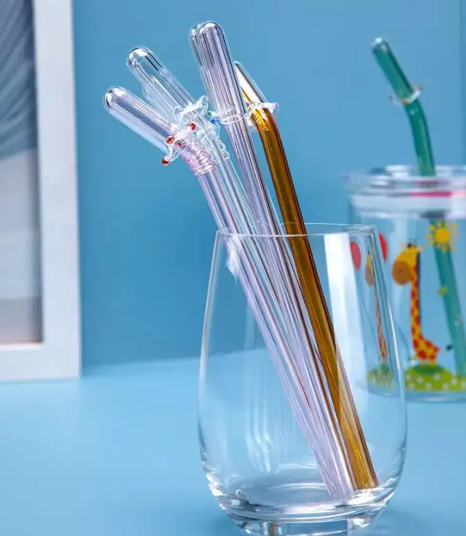 Custom Wholesale Reusable Straw Head Dust Cover Tip Cover Sleeve Caps Lid Straw Insulation Glass Straw Cover