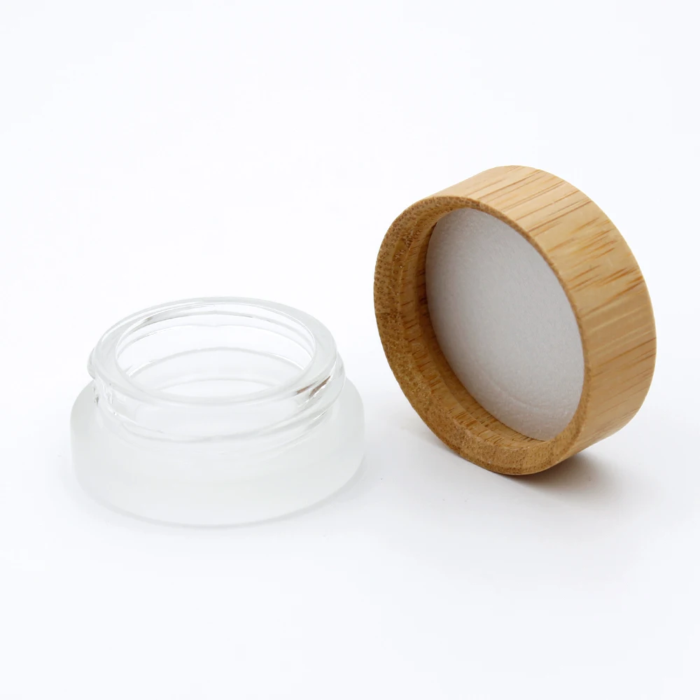 
Cosmetic Skin Care Face Frosted Glass Bamboo Cream Jar With PP Inner 