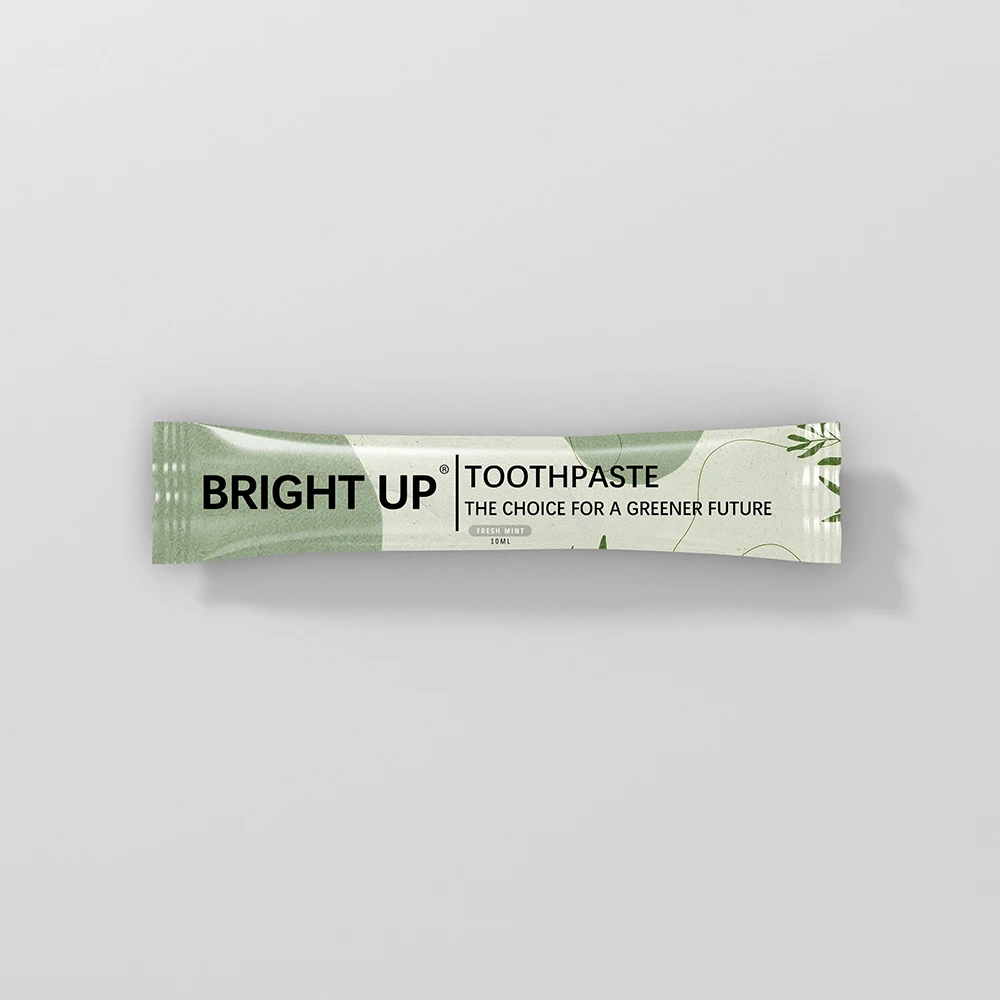 3g 6g hotel dental small size tooth paste eco-friendly recyclable Degradable paper sachet packing toothpaste bamboo toothbrush