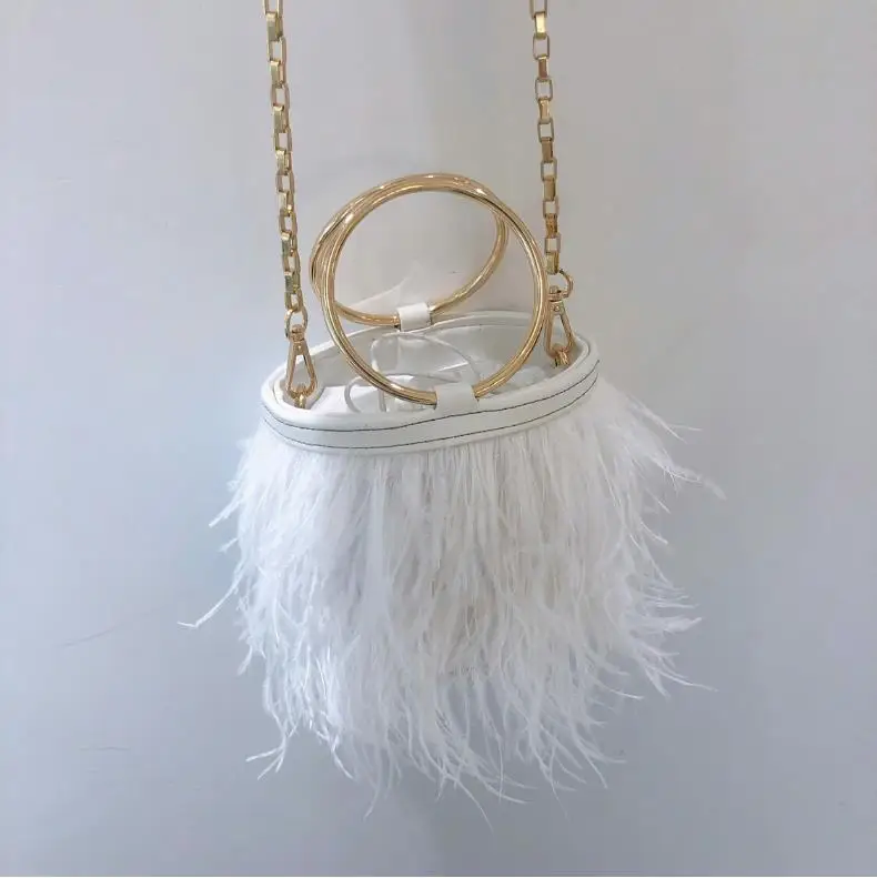 New design multi colors high quality fashion ostrich feather bag
