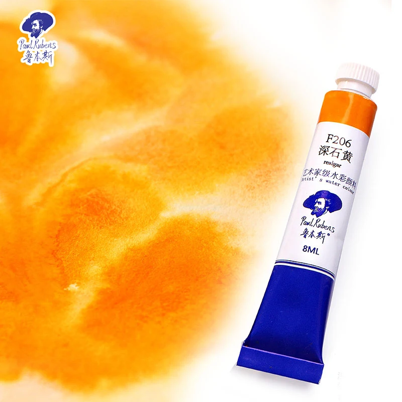 Paul Rubens Watercolor Paint Tubes 8ml Artist Grade Level F Colors   Professional Art Supplies for Painting and Drawing - Orange