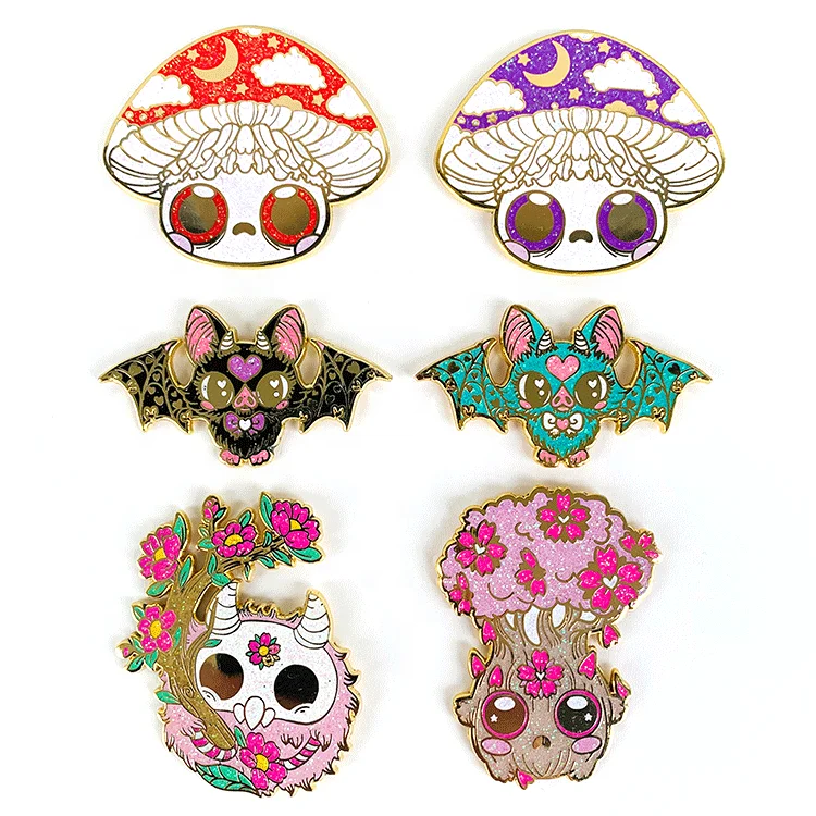 Art & Collectible China Pin Manufacturer Gold Plated Metal Flower Brooch Pins Badge Custom Glitter Anime Hat Hard Enamel Pins
