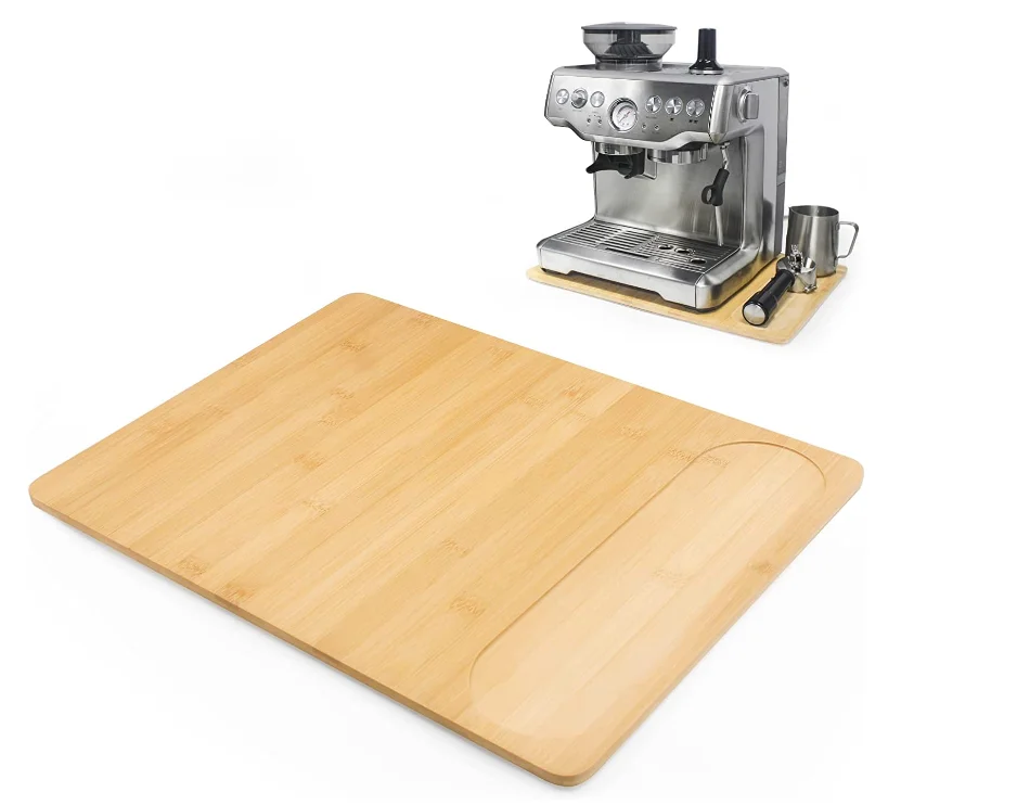 Bamboo Appliance Slider for Espresso Machine Coffee Maker Mover for Kitchen Countertop Sliding Tray for Stand