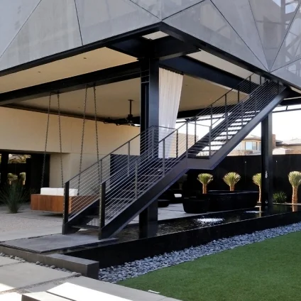 Villa Outdoor stairs metal safety exterior staircase design galvanized steel stair