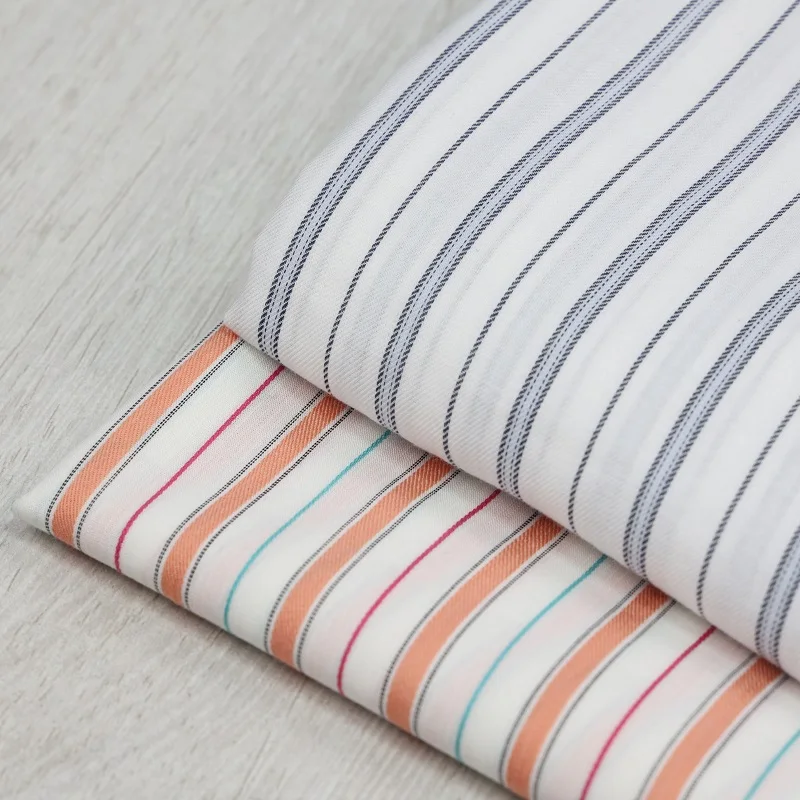 China Textiles Yarn Dyed Woven  Tencel  Cotton Stripe Easy care  Fabric for Clothes Men