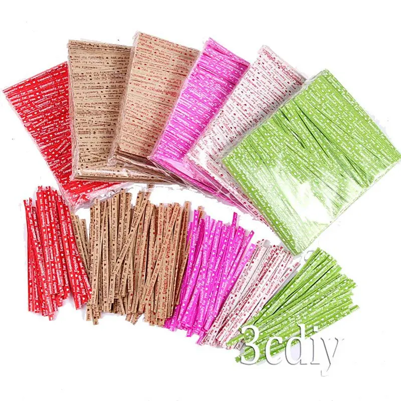 wholesale 700 Pcs Mixed Colors candy/bread/tools Gift packaging  Kraft Paper Wrapping Twist Favor Bag  Twist Ties