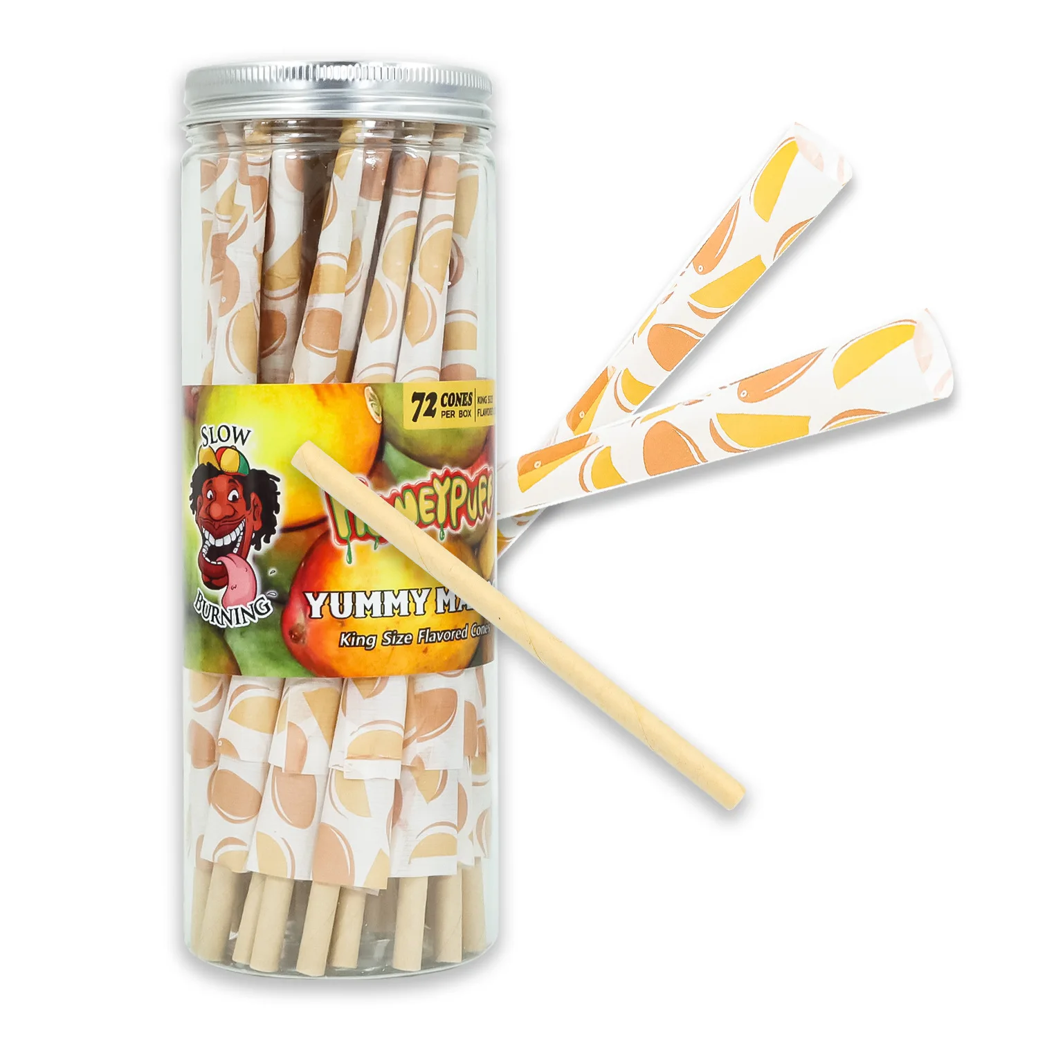 Настраиваемая новая бумажная тарелка HONEYPUFF размера «King-Size» рулонная трубка со вкусом фруктов 72 упаковки Ароматизированная консервированная бумага для предварительной прокатки