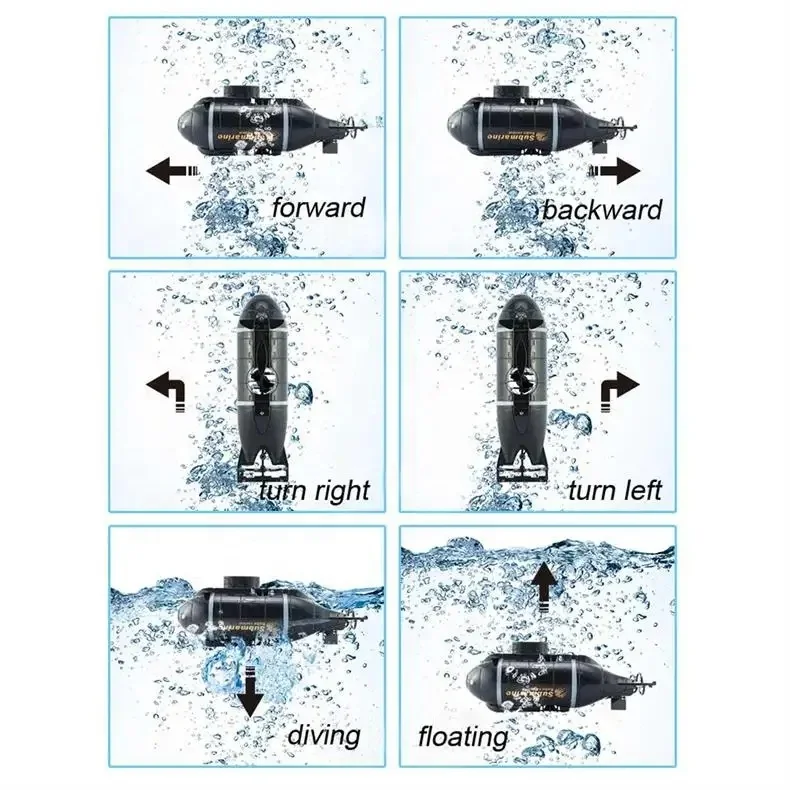 2.4G Remote Control Submarine Mini 6CH Wireless Underwater Nuclear Submarine USB Charging Water Toys RC Ship Toys For Kids