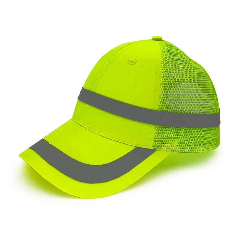 Светоотражающая неоново-желтая защитная Кепка с серой окантовкой Высококачественная Светоотражающая бейсболка