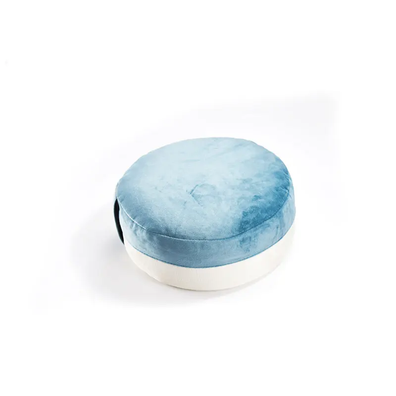 Sky Blue Velvet Outer Cover Buckwheat Husk Meditation Cushion Removable And Washable Customizable Color Yoga Zafu Pillow