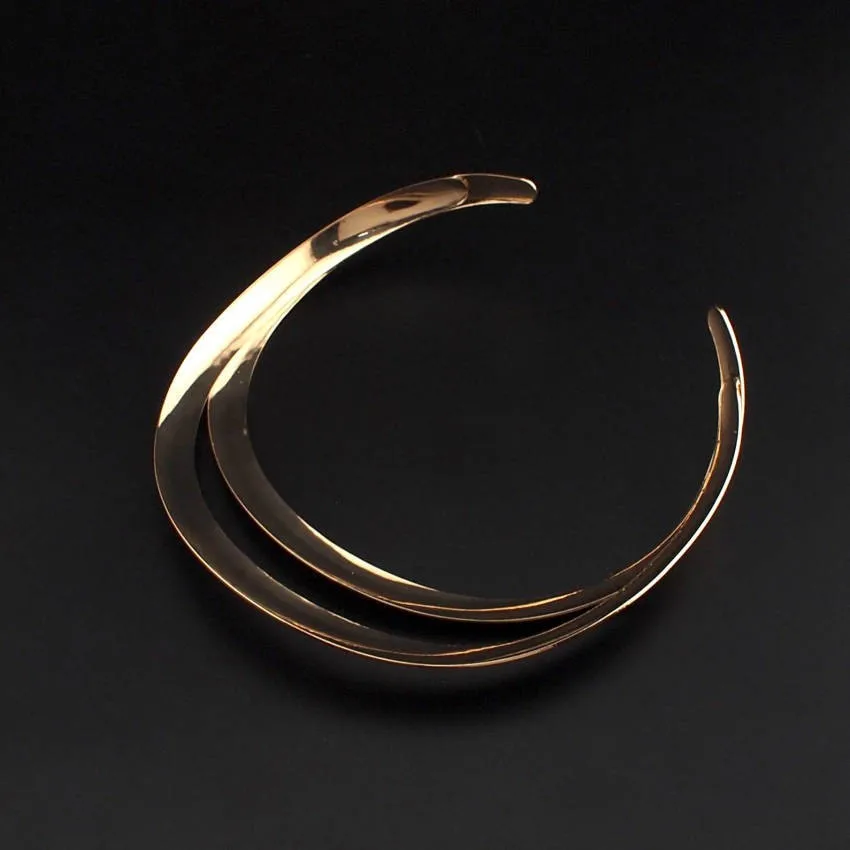 Golden Stylish Double Layer Open Collar Female Urban Fashion Jewelry African Tribal Exaggerated Choker Open Collar