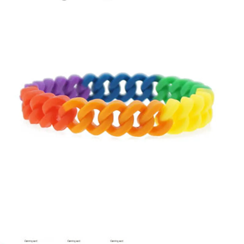 
2021Colorful Rainbow Tennis Bracelet Fashion Personality Sports Twist Link Silicone Wristbands Bracelet 