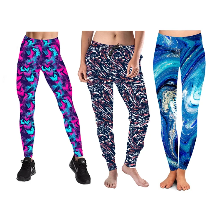 Women Wholesale 92% Polyester 8% Spandex Double Brushed Milk Silk 3D Printed Leggings Abstract Geometric Printed Basic Leggings