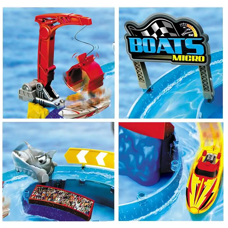 Shark scene sensor electric boat water track toy