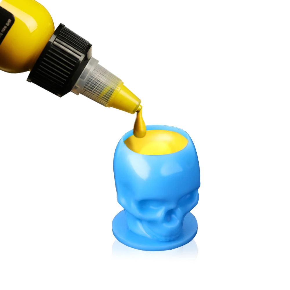 200pcs/bag Premium Plastic Disposable Ink Cap Microblading SMP Skull Tattoo Ink Cups for PMU Pigment Eyelash Glue
