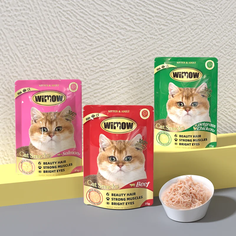 Factory Wholesale Price 85g Pouch Pet Cats Snacks Treats Cat Wet Food Customized High Protein Premium High Nutrition Staple Food