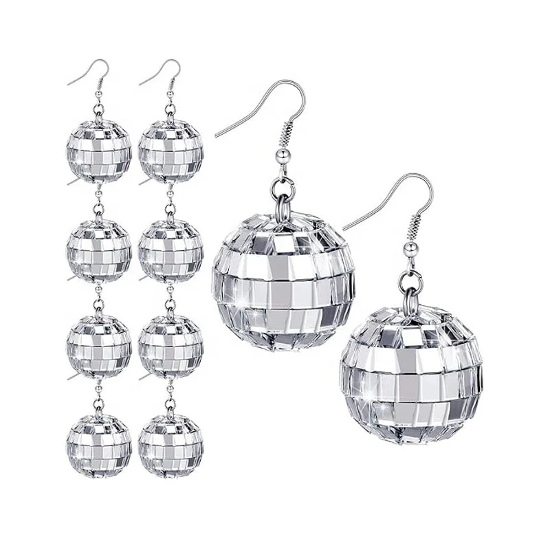 Flashing Blinking Dance Party Accessories Glowing up Decoration LED Disco Ball Earrings