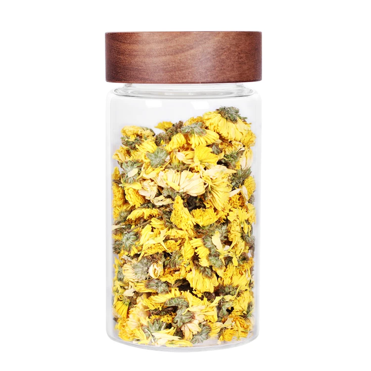 580ml scented tea biscuits candy honey dry Fruits acacia wood lid airtight glass jar