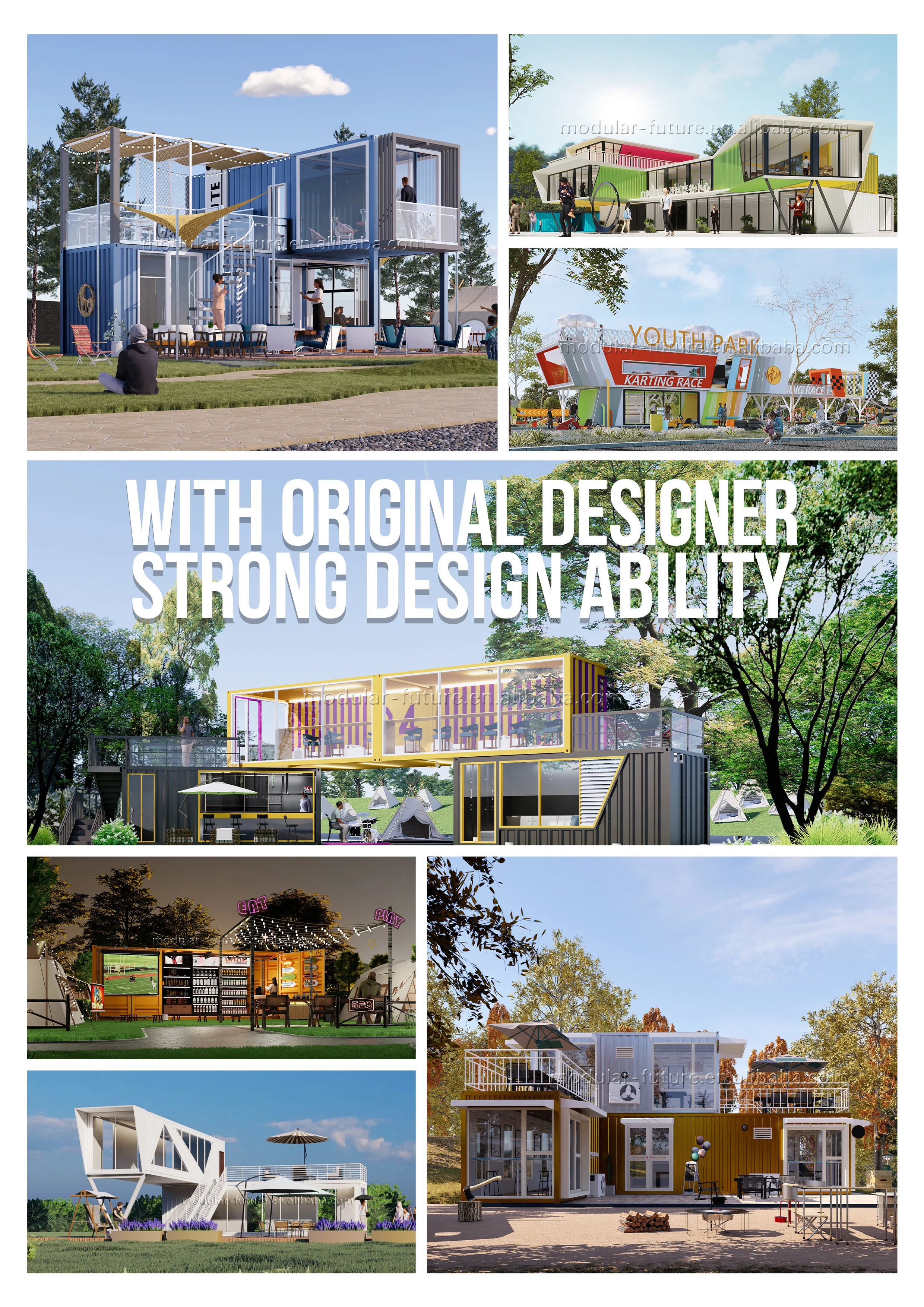 20-футовый сборный Съемный контейнер 40 футов роскошный для кафе ресторана бара плоский