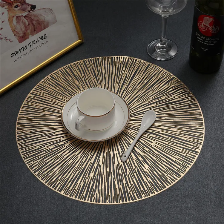 Luxurious PVC Hollow Insulation Coaster Pads Round Table Bowl Mats Heat Resistant Placemat For Dining Table Decorating
