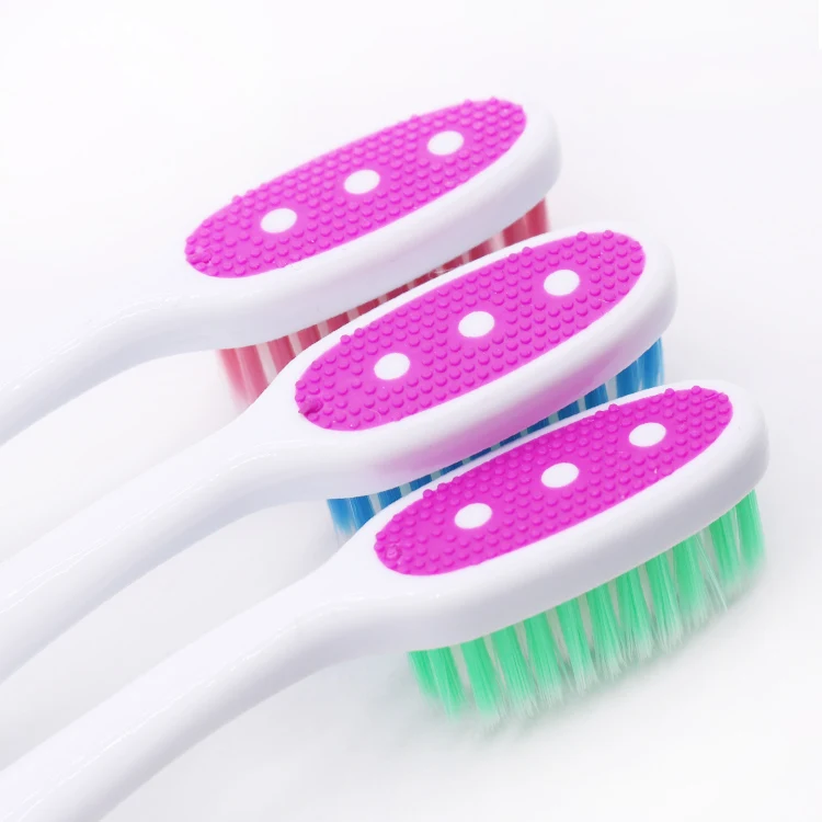 double color molding plastic toothbrush gentle personal cleaning colorful handle toothbrush for adult