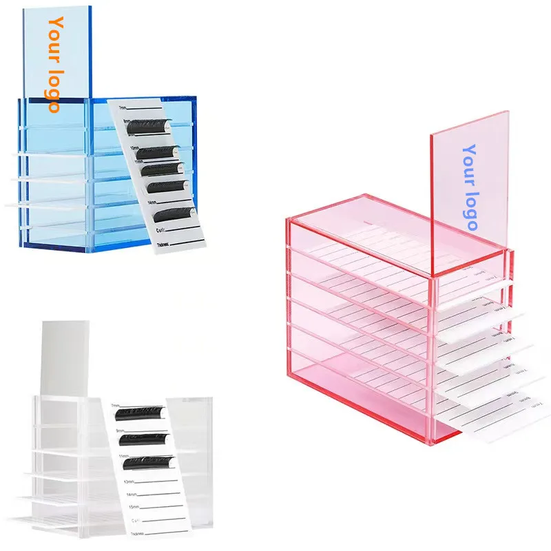 Custom 5 layer Tiles Eyelash Extension Storage Box Factory Price Lash Tray Organizer For Lash Extension Acrylic Eyelash Case