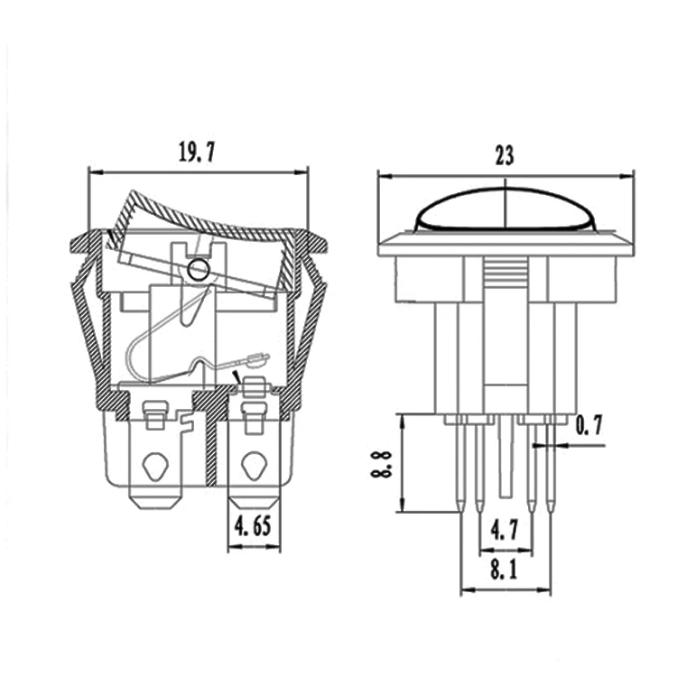 KCD1-2 Round Rocker Switch 4 pin 6A 250V 10A 125V ON OFF Switch