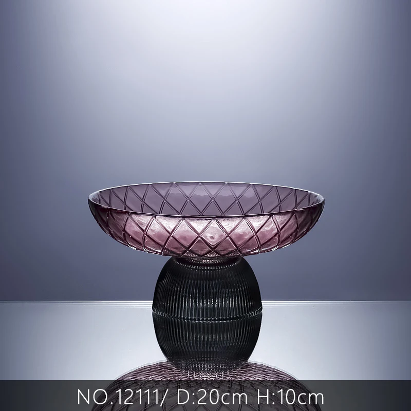 Home decor desktop luxury nordic crystal glass dry fruit plate serving fruit bowl decoration