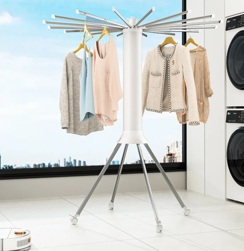 Octopus Cylinder Clothes Drying Rack,Foldable Laundry Stand, Rotatable Holder for Clothing,Space Saving Hanger