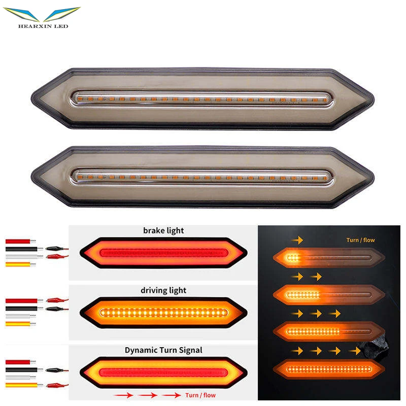 Motorcycle Parts & Accessories Dynamic LED Turn Signal Tail  Light Car Truck Rear Brake Lamp Vehicle Tractor Trailer Lights