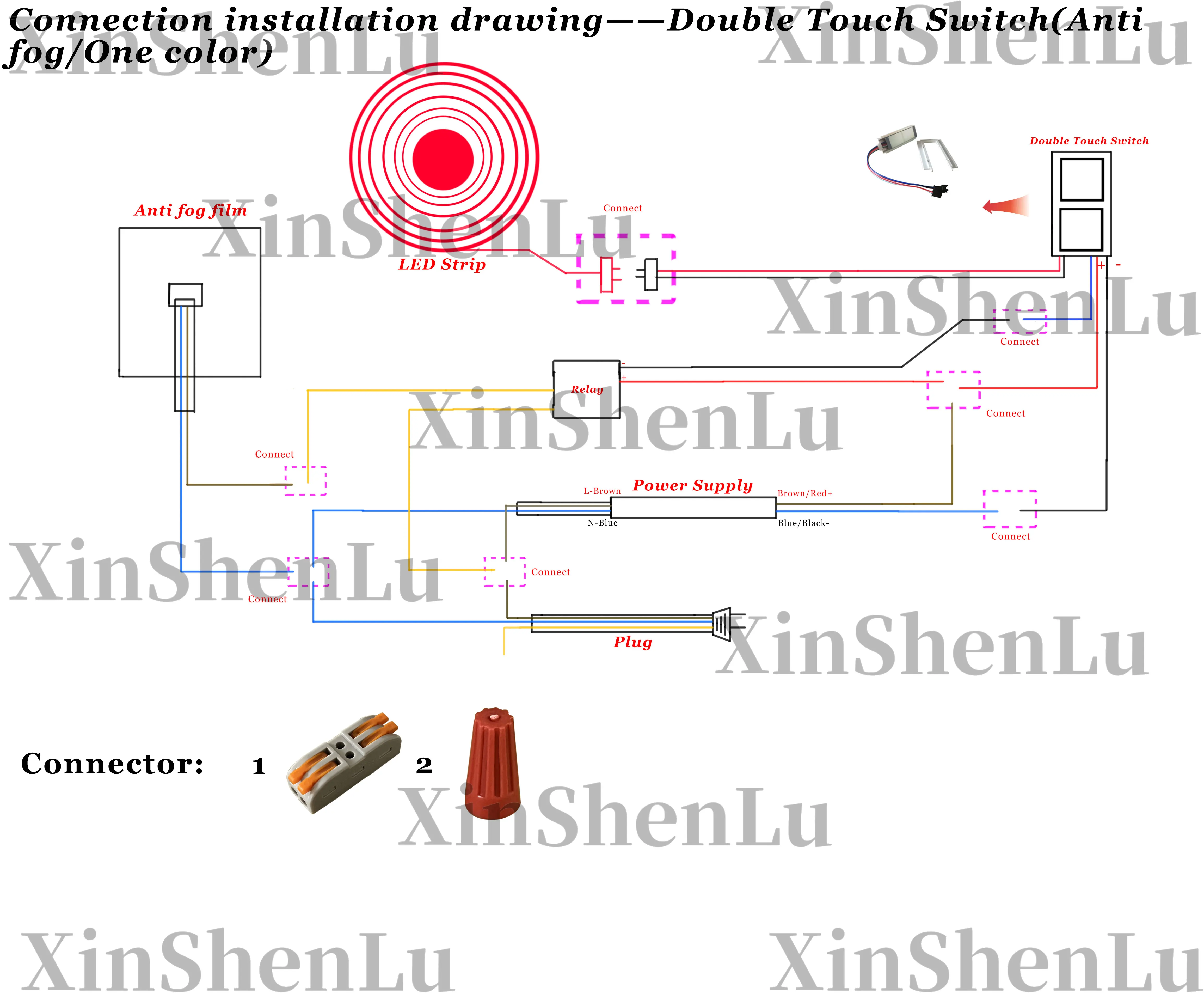 12V 5A 60W одной клавиши управления светодиодный смарт-зеркало для макияжа ванная комната зеркала диммер подсветкой Анти-туман один цвет выбранный сенсорный переключатель