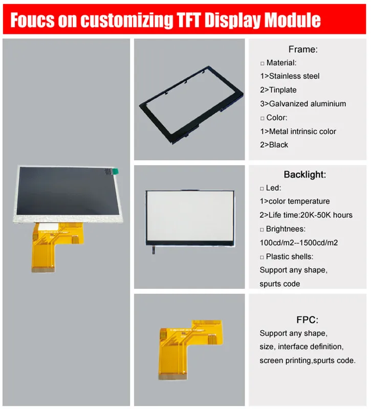 OEM ODM Shenzhen Yes-Display 480*272 TFT LCD Module 5inch LCD Display