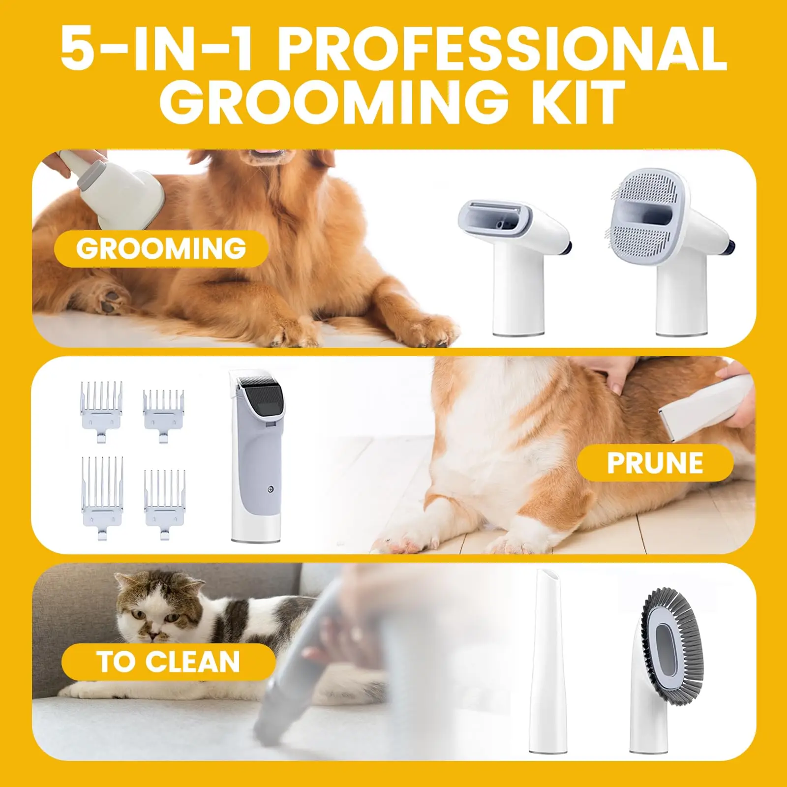 Professional Dog and Cat Hair Removal Dog Shaver Pet Grooming Kit and Vacuum Cleaner with Vacuum Cleaner
