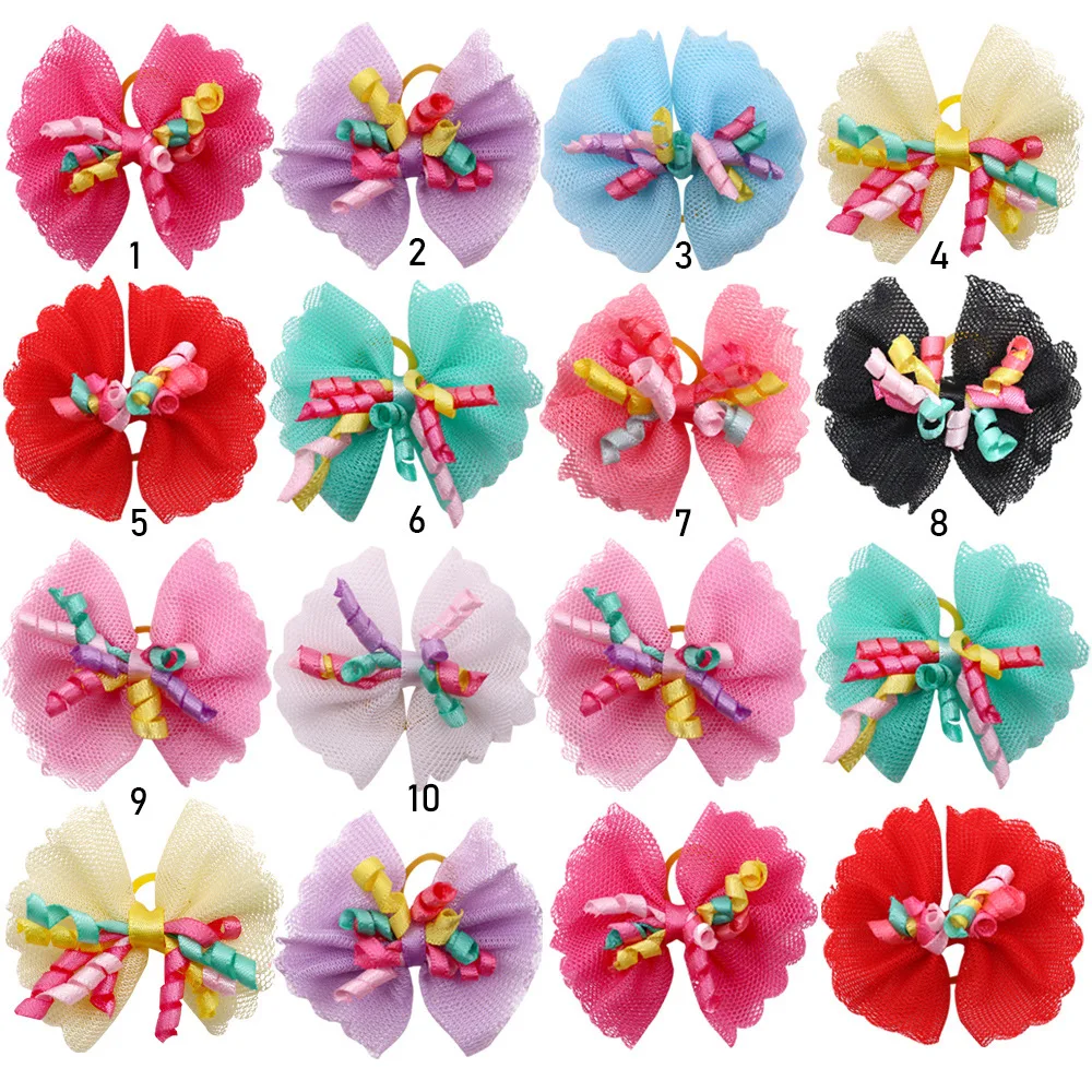 New product ideas 2024 Fashion Dog Hair Bows With Rubber Bands colorful hot selling pet hair decorations mixed color shipping
