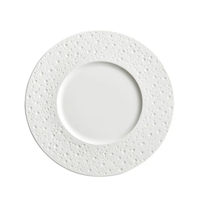 Luxury White Ceramic Dessert Plate Disposable Porcelain Tray Home Unique Artistic Concept Fruit Snack Serving Dinner Plate