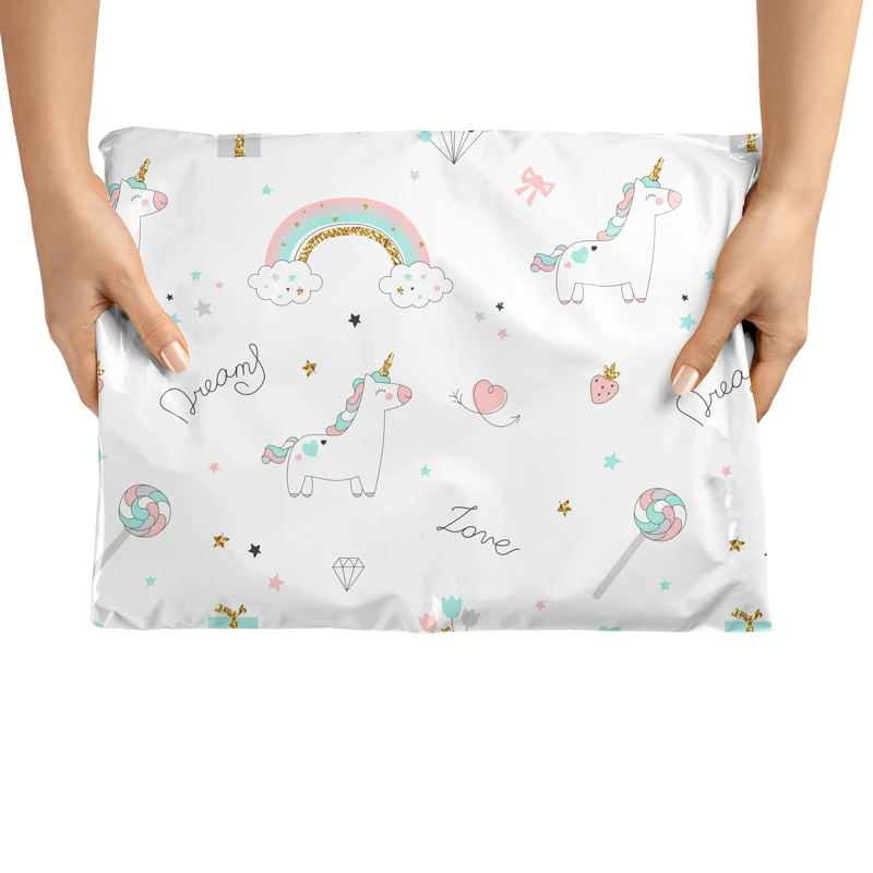 Stock or custom design printed PE plastic packaging bags polymailer for cloths packaging