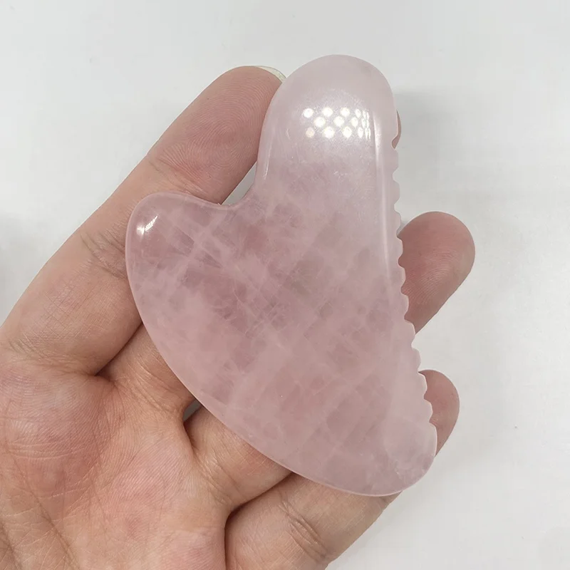Wholesale heart shape Guasha With Teeth Tool Amethyst Crystal Scraping Stone For Face and Body heart shape scraping massage