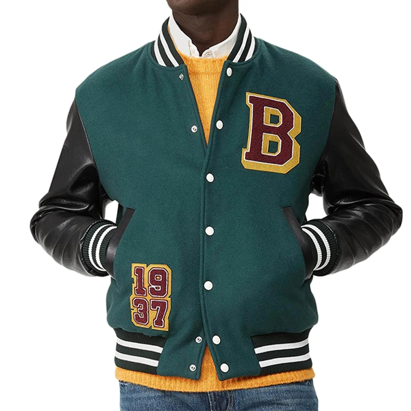 Hot Stylish Streetwear Mens Bomber College Vintage Sweatshirt Custom Patch Baseball Varsity Jacket