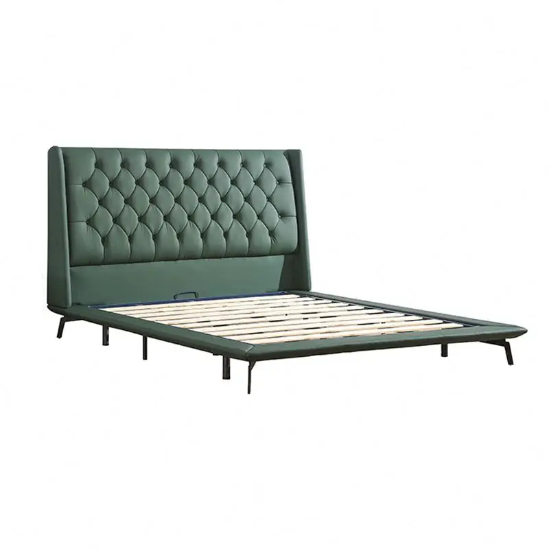 Customized Stylish 5 Star Hotel Genuine Leather Relax Modern Queen Size Bed