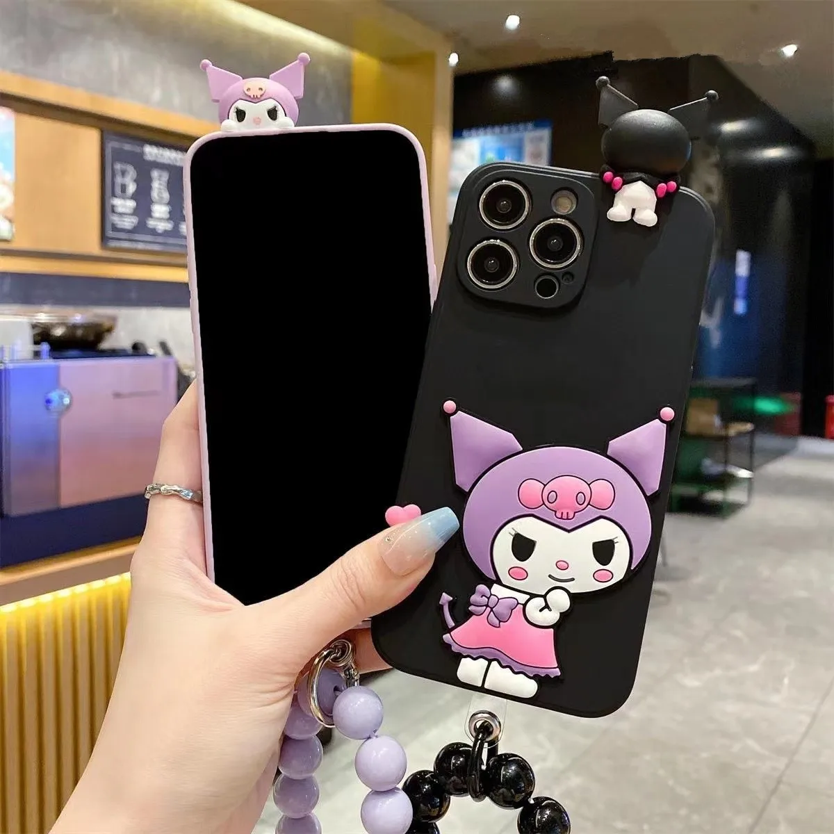 Linda In Stock Cartoon Purple Black Pattern  Mobile Phone Case Cute 3d Skin Soft Protective Cover For Iphone 6 7 8 Plus